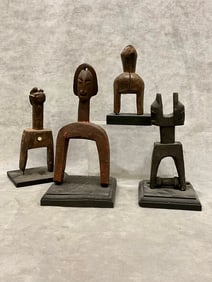 MALIAN CARVED HEDDLE PULLEYS, - Average height:.