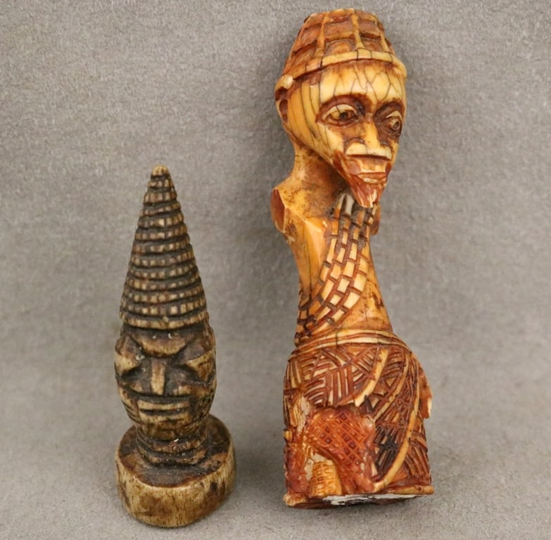 NIGERIAN YORUBA IFA DIVINATION TAPPERS. - Height: 3.5 inches. (1 of 12)