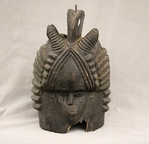 SIERRA LEONE SANDE MENDE HELMET SOWEI MASK. - Height: 18 inches.
