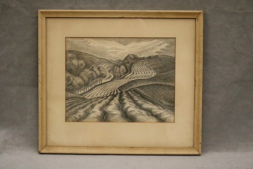 AMERICAN SCHOOL (20th century). Northern Landscape, Pencil on Paper. Unsigned. Framed. Not examined: AMERICAN SCHOOL (20th century). Northern Landscape, Pencil on Paper. Unsigned. Framed. Not examined out of frame. - 8.5 x 11 inches; frame: 14 x 16.5 inches