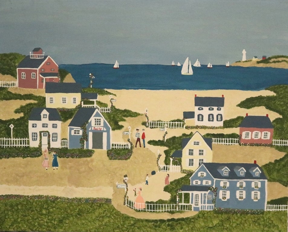 AMERICAN SCHOOL (20th century). Massachusetts Harbor, Oil on canvas. Signed "D. Smith" lower right (1 of 16)