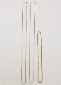 THREE ASSORTED 14K YELLOW GOLD FLEXIBLE-LINK CHAIN NECKLACES,
