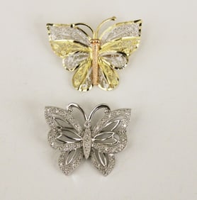 TWO 14K GOLD BUTTERFLY PINS,