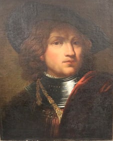 NORTHERN EUROPEAN SCHOOL (19th century). 'Tronie' of a Young Man with Gorget and Beret, Oil on