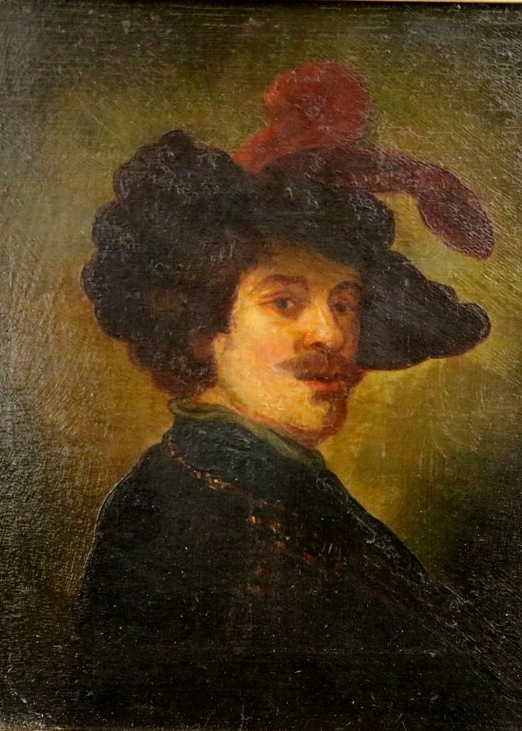 CONTINENTAL SCHOOL (19th century). Rembrandt's Self Portrait, Oil on canvas. Unsigned. Framed.  . (1 of 11)