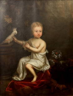 FOLLOWER OF WILLEM WISSING (Dutch, 17th century). Elizabeth Brownlow, later Countess of Exeter, as a: FOLLOWER OF WILLEM WISSING (Dutch, 17th century). Elizabeth Brownlow, later Countess of Exeter, as a Child, 18th century oil painting on canvas of Elizabeth Brownlow, later Countess of Exeter (1681 -