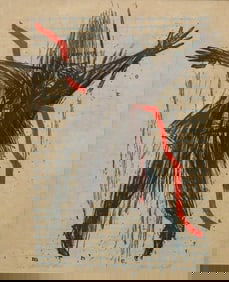 ROBERT O HODGELL (American, 1922-2000). The Statistical Man, Lino-block print. Pencil titled and