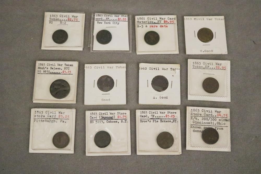 26 ASSORTED CIVIL WAR TOKENS. 25 dated 1863, one dated 1861. (1 of 4)