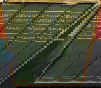 "ABRAHAM LINCOLN: THE WAR YEARS' BY CARL SANDBURG, 4 VOLUMES. Harcourt Brace and Company, 1939,: "ABRAHAM LINCOLN: THE WAR YEARS' BY CARL SANDBURG, 4 VOLUMES. Harcourt Brace and Company, 1939, first edition, (after 525 copies of "deluxe limited edition,"). Octavo, all four volumes hardcover. Agai