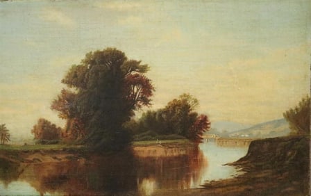 AFTER ROBERT SELDON DUNCANSON (American, 1821-1872). Ohio River Valley landscape, Oil on canvas.