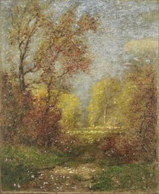 ALBERT BABB INSLEY (American, 1842-1937). Sunrise, Oil on board. Signed lower left hand corner.