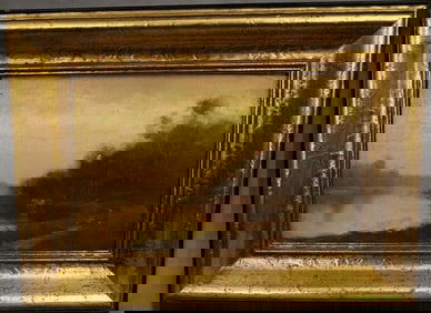 AMERICAN SCHOOL (19th / 20th century). Hudson River Landscape, Oil on canvas. Unsigned. Framed.