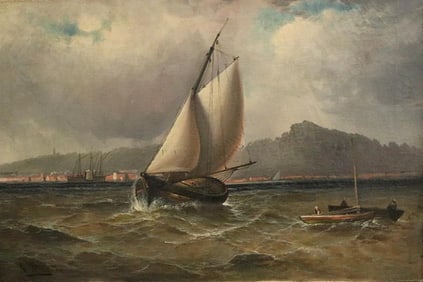 ATTRIBUTED TO GEORGE WEBSTER (British, (1797-1864).). Sailing vessel on Choppy Seas, Oil on