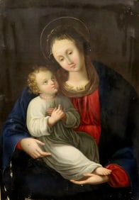 AFTER BARTOLOME ESTEBAN MURILLO (Spanish, 17th century). Mother Mary with Child Jesus, 19th century