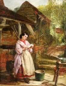 THOMAS KENT PELHAM (English, late 19th century). The Love Letter, Oil on canvas. Signed. Framed.