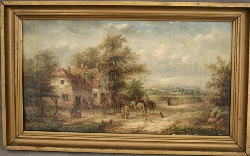 ATTRIBUTED TO EDWIN MASTERS (English, 19th / 20th century). Figures Before a Cottage, Oil on canvas. (1 of 20)