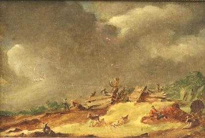 AFTER JAN VAN GOYEN (Dutch). Dune Landscape, 19th century oil on board painting after the painting
