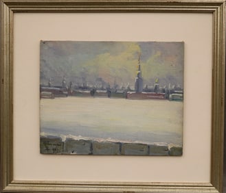 RUSSIAN SCHOOL (20th century). St. Peter and Paul Fortress in St. Petersburg, 1914, Oil on board.
