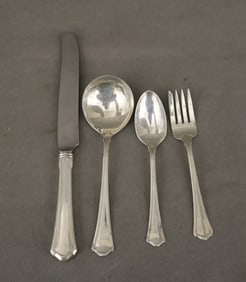 50-PIECE FRANK M. WHITING CO. "KINGS COURT" PATTERN STERLING SILVER FLATWARE, - Wt. 55.4 troy oz.,