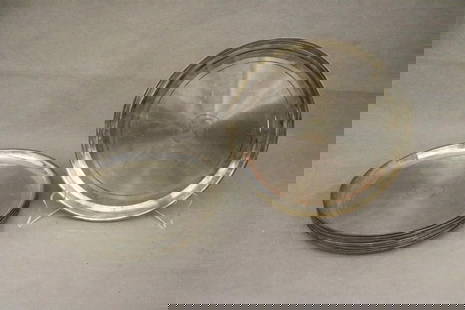 SET TWELVE INDIAN SILVER PLATES. Marked "T100", Plain with circular reserve at center.: SET TWELVE INDIAN SILVER PLATES. Marked "T100", Plain with circular reserve at center - D: 9 7/8 in. Wt. 193 troy oz.