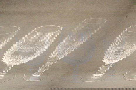 27 PIECES WATERFORD "COLLEEN" PATTERN CUT COLORLESS CRYSTAL STEMWARE,: 27 PIECES WATERFORD "COLLEEN" PATTERN CUT COLORLESS CRYSTAL STEMWARE.  Including 10 red wind goblets, 11 champagne flutes and six brandy snifters