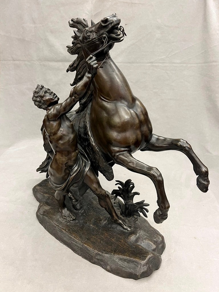 AFTER GUILLAUCE COUSTOU (French, 1677-1746). THE MARLY HORSES, Each bears incised signature. Pair (1 of 9)