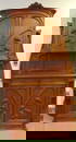 FRENCH ART NOUVEAU CARVED OAK CABINET CARVED WITH HYDRANGEAS CARVED IN HIGH-RELIEF. - H: 97 in. W: