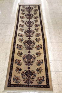 PERSIAN TABRIZ RUNNER, - APP. 3 FT. 2 IN. X 12 FT.: PERSIAN TABRIZ RUNNER.  - APP. 3 FT. 2 IN. X 12 FT.