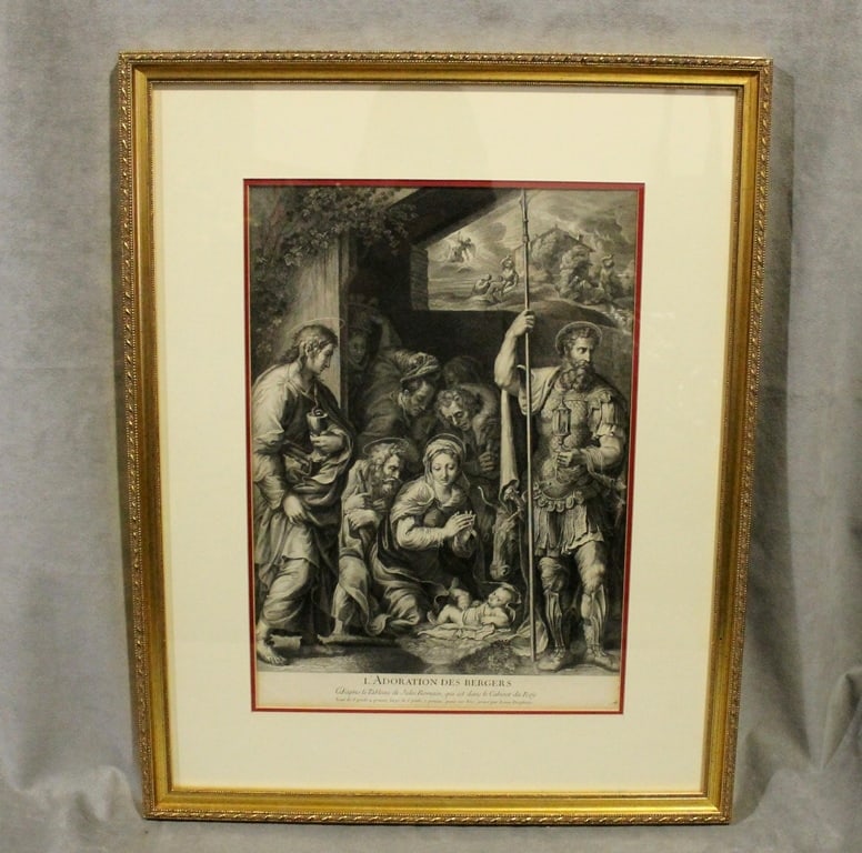 AFTER GIULIO ROMANO (Italian, 16th century). L'adoration des bergers, Etching and engraving after an