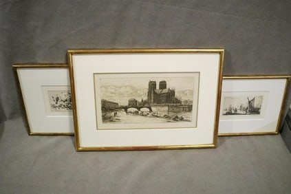 CHARLES MERYON (French, 1821–1868). Three framed works, Three individually framed engravings or