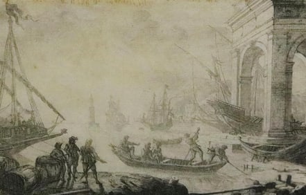 CLAUDE LORRAIN (French, 1600-1682). Le Port de Mer au Fanal (The Harbor with the Lighthouse) Le Port