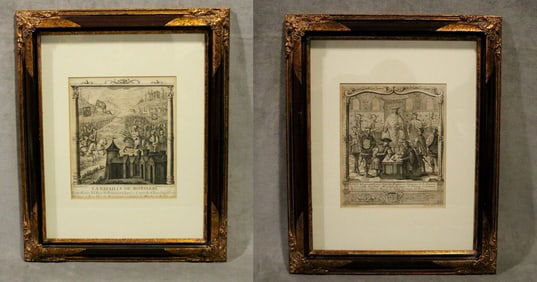 PAIR EARLY FRENCH ENGRAVINGS.