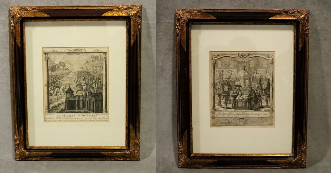 PAIR EARLY FRENCH ENGRAVINGS. (1 of 17)