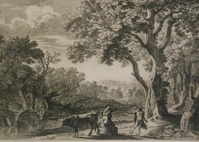 HERMAN VAN SWANEVELT (Dutch, 1603–1655). Mercury Turning Battus to Stone, Etching. Framed. Not