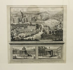 EARLY ENGRAVING OF THE VATICAN CITY, circa 1705.