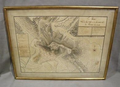 "PLAN DE LA VILLE ET DE LA CITADELLE DE GAVI EN 1746" FRAMED MAP , - Framed. Not examined out of