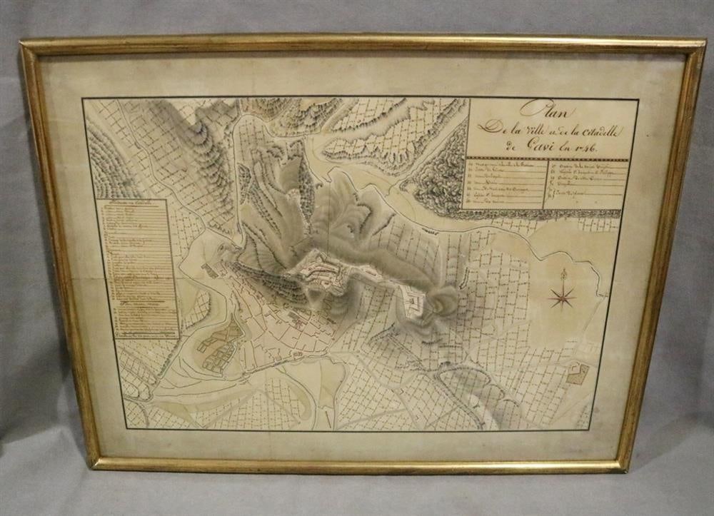 "PLAN DE LA VILLE ET DE LA CITADELLE DE GAVI EN 1746" FRAMED MAP , - Framed. Not examined out of (1 of 9)