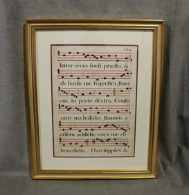 PRINTED LEAF CONTAINING GREGORIAN CHANT MUSIC AND LATIN TEXT FROM THE "DIES IRAE" HYMN,