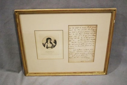 AUTOGRAPH LETTER BY THERESA CABARRUS, MADAME TALLIEN, LATER PRINCESS OF CHIMAY. - Framed. Not