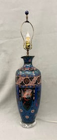 CHINESE CLOISONNE ELONGATED OVOID VASE MOUNTED AS TABLE LAMP, early 20th century. - Vase, H: 20 in.