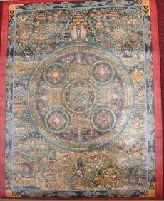TIBETAN BUDDHIST MANDALA THANGKA PAINTING.