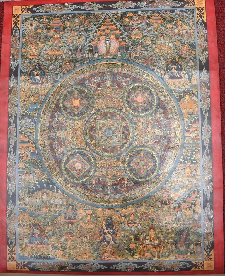 TIBETAN BUDDHIST MANDALA THANGKA PAINTING. (1 of 20)