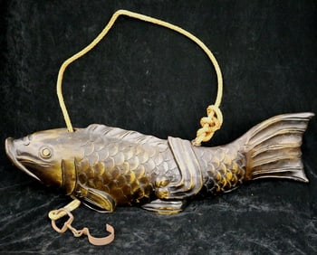 JAPANESE CARVED WOODEN JIZAI KAGI KOI IRORI (HEARTH HOOK), 20th century. - Length: 25 inches.