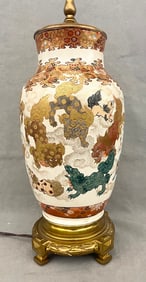 JAPANESE SATSUMA VASE MOUNTED AS TABLE LAMP. 19th century. - Vase portion, H: 12 1/2 in.