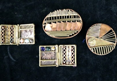 MEXICAN ARTIST-MADE BRASS COPPER BELT BUCKLES.