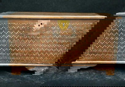 INDIAN DOWRY DECORATED CHEST, - Top: 23 x 12 inches;height: 12.5 inches.