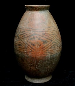 COLOMBIAN PRE-COLUMBIAN NARINO DECORATED FOOTED VESSEL. - height 14.5 inches.