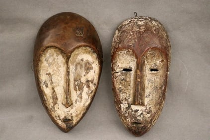 CONGOLESE LEGA WAREGA LUKWAKONGO BWAMI MASKS.. - Length: 10.25 inches.