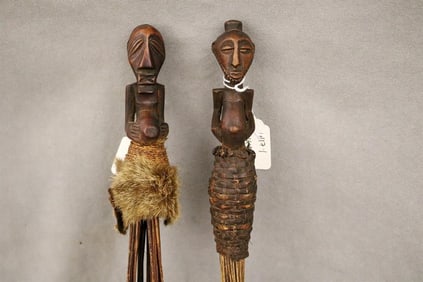 CONGOLESE SONGYE PEOPLE FLY WHISKS.. - Height: 17 inches.