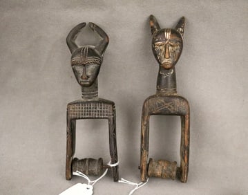 IVORY COAST SENUFO PEOPLE HEDDLE PULLEYS.